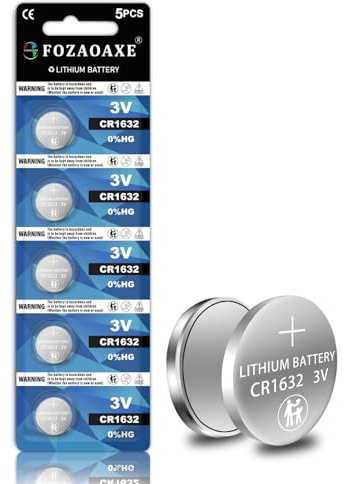 FOZAOAXE CR1632 Battery 5 Pack, CR1632 3V Lithium Battery, 10-Year Shelf Life Leak-Proof DL1632 ECR1632 BR1632 CR 1632 Batteries for Car Key Remote Coin Cell