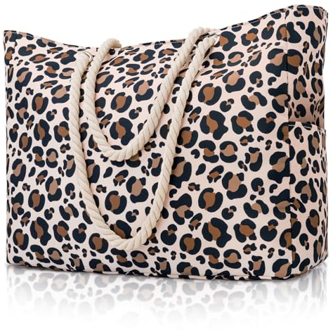 benpen Strandtasche XXL Familie mit Reißverschluss, Große Leo Badetasche Schwimmtasche Damen Faltbar, Beach Bag Strand Tasche Daily Shopper Sommertasche für Strand Reisen Urlaub Schwimmbad Pool