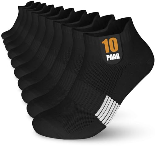 Libella 10 par sneakers strumpor kvinnor män bomull sneakers sportstrumpor män andas korta strumpor damer löpning strumpor vadderade löparstrumpor 39–42/43–46, svart, 39-42 EU