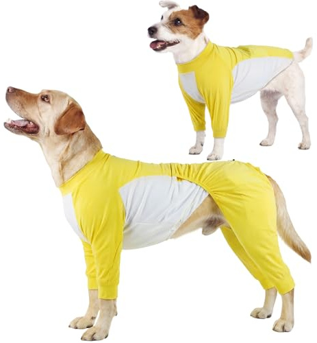 2-In-1 Camicia Rinfrescante per Cani, Leggera Maglietta Protezione Sole UPF 50+ Traspirante, Elastica, Tuta Estiva per Cani a Maniche Lunghe(Giallo, 2XL)