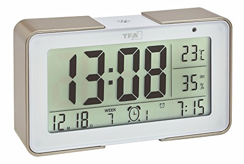 TFA Dostmann 60.2540 Funkwecker Melody mit verschiedenen Wecktönen (champagnerfarben mit Batterien)