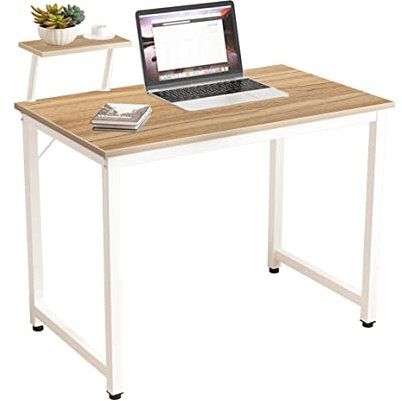 sogefurniture Scrivania per Computer Tavolo da Studio in Acciaio Legno, Moderno Scrivania Postazioni di Lavoro,Tavolo da Pranzo per casa e Ufficio, Studio e Scrittura, 100x50x75cm, WK-JK100-OK-BH