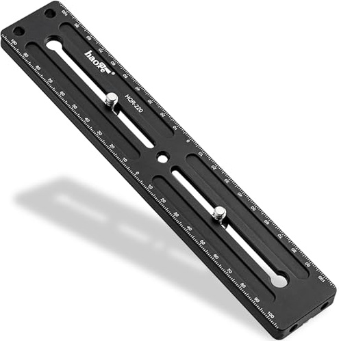 Haoge HQR-220 220mm Multi-purpose Long Quick Release Plate Extender Sliding Rail for Camera Tripod Ballhead Ball Head Clamp fit Arca Swiss