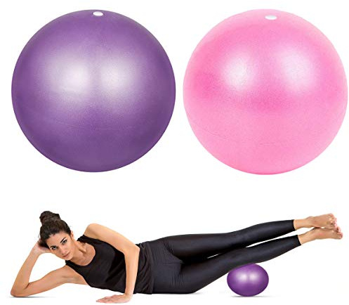 DORYUM 2 Stück weiche Pilatesbälle 23 cm Gymnastikball Gymnastikball perfekt für Pilates, Yoga, Rumpftraining und Physiotherapie – Rosa & Lila (Rosa + Blau)