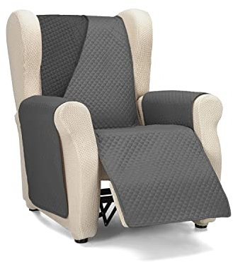 Martina Home Diamond Funda Cubre Sofá,Protector para Sofás Acolchado Reversible,Antracita/Negro, 1 Plaza/Relax