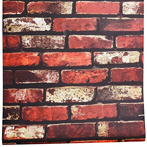 JOLIHOME Selbstklebende Tapete in Roter Backsteinoptik Rolle Vintage Abziehen und Aufkleben Kontaktpapier Wasserdicht Vinylfolie Wandsticker für Wohnzimmer Schlafzimmer Dekor 44.5x500cm