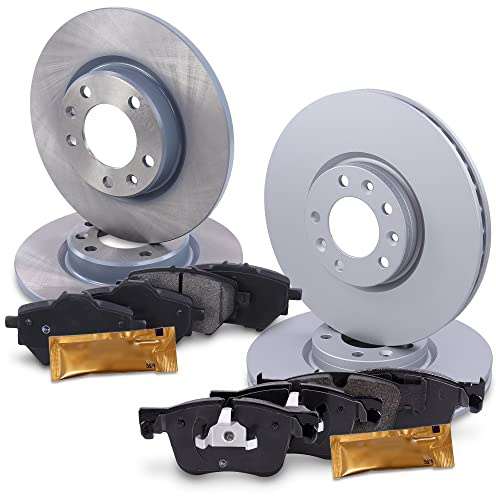 BESTPRICE Juego de frenos incl. discos de freno delanteros ¯ 304 mm ventilados + traseros ¯ 268 mm macizos + pastillas de freno delanteras y traseras
