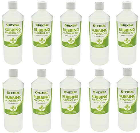 Hexeal 70% Rubbing Alcohol 10L - Cleaning Fluid & Disinfectant | 10 x 1L - Removes Grime from Phones and Electronics, Powerful Degreaser and Cleaning Fluid