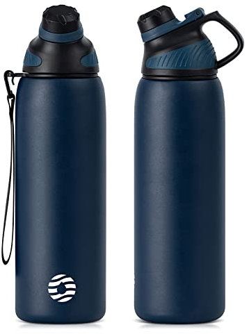 Fjbottle Stainless Steel Water Bottle 600ml/800ml/1L/1.5L with Magnetic Lid, BPA Free Insulated Water Bottle, Sports Metal Water Bottle Hot&Cold Drinks Vacuum Flask Leak-Proof for Gym, Work, Travel