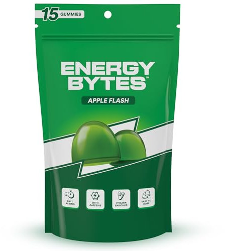 Energy Bytes Gomme alla Caffeina | Energia veloce e gustosa per concentrazione e produttività | Meglio di bevande energetiche e gel energetico | Vegano, poco zucchero e vitamine | 15 Pezzi