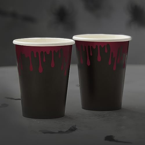 Ginger Ray- Lot de 8 gobelets en Papier d'aluminium, Halloween Blood Drip Splatter