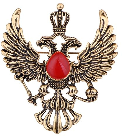 YAHOYA Vintage Russisches Nationalwappen Form Broschen Antik Gold Farbe Strass Brosche Frauen Männer Souvenir Geschenke Anstecknadeln