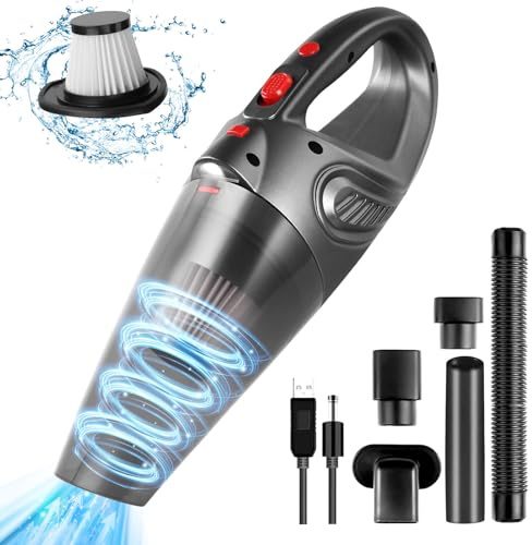URAQT Handheld Vacuums Cordless, 9500PA Portable Handheld Hoover with LED Light, 120W USB Rechargeable Car Vacuum Cleaner with Powerful Suction, Mini Car Hoover for Pet, Office, Car, Sofa, Mattress