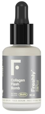 Freshly – Gesichtsserum Hydrolysiertes Kollagen – 100% Vegan – Flash-Effekt, Auffüllend und Verdichtend – Sorgt für Festigkeit und Elastizität des Gesichts – Für Empfindliche Haut – 30 ml