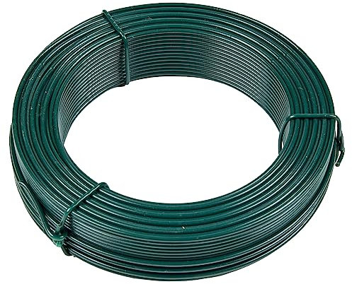 Spanndraht, Ø 2,7 mm, 25 m, PVC-beschichteter Metalldraht, für Zaun, Garten, Basteln, Grün