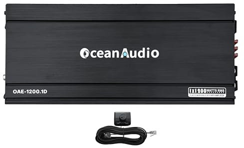 OceanAudio OAE-1200.1D Monoblock Class D Amplifier 2400W with Remote Subwoofer Level Control, Max Power @1Ω 1 * 2400W, RMS Power @1Ω 1 * 1200W @2Ω 1 * 800W @4Ω 1 * 480W