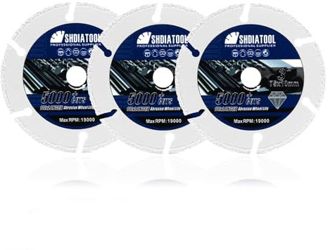 SHDIATOOL Disco da taglio diamantato 75 mm per metallo, foro 10 mm, disco da taglio con 5000 tagli su acciaio per cemento, acciaio, ferro e acciaio inox, 2 pezzi