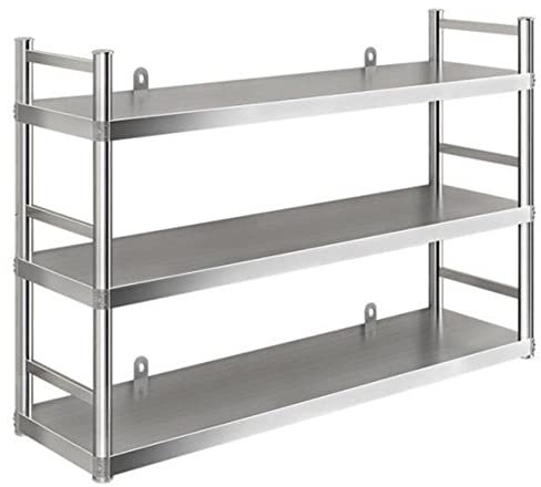 Estante de pared de metal para cocina, estantes de acero inoxidable, almacenamiento de catering, organizador multifuncional para horno, microondas, estante flotante para ducha de baño