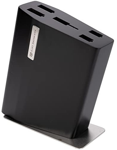 KARL HAUSMANN Messerblock ohne Messer Schwarz - 24 x 18 x 7,5 cm - Unbestückte Messerblöcke aus Holz - 5 Messeröffnungen - Kitchen Knife Block Holder - Messerbox ohne Messer - Messer Halter