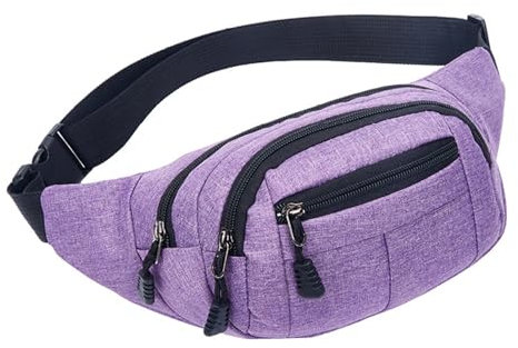Hixingo 2024 Stylisch Bauchtasche für Damen und Herren, Hüfttasche Verstellbare Sport Groß Gürteltasche mit Reißverschluss für Outdoor Laufen Wandern Radfahren Gehen (25x13cm,Lila)