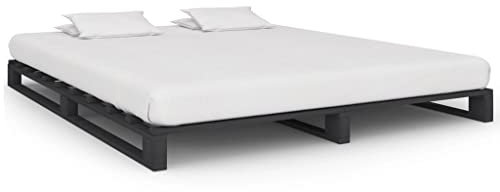 BUKSCYJS Bettrahmen,Bettlattenrost,Plattformbett,Palettenbett Grau Massivholz Kiefer 180×200 cmGeräuschlos, einfache Installation, geeignet für Schlafzimmer