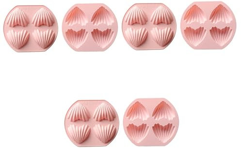 6 Pcs Four Cake Mold Cake Pan Cupcake Baking Pan Resin Silicone Molds Soap Silicone Molds Madeleine Silicone Tin Heart Cake Baking Pan Baking Molds Cupcake Bakeware Wedding Muffin/135