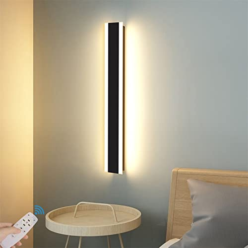 GZZBMY LED Moderne Leiste Dimmbare Innenwandleuchte Minimalistische Kreative Wandlampe mit Fernbedienung Mode Treppe Acryl Wandleuchte Gang Wohnzimmer Schlafzimmer Kopfteil (Schwarz,80CM)