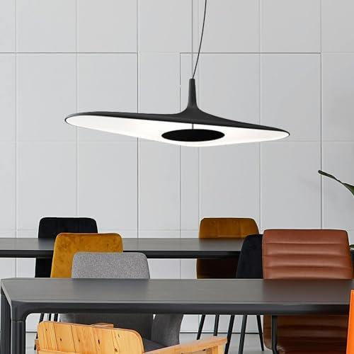 ENXING Unregelmäßige Ovale Hängelampe Moderne Dimmbare LED Hängelampe Schlafzimmerlampe Wohnzimmer Hängelampe Für Esszimmer Küche Schlafzimmer Höhenverstellbar 150cm(Schwarz,60cm)