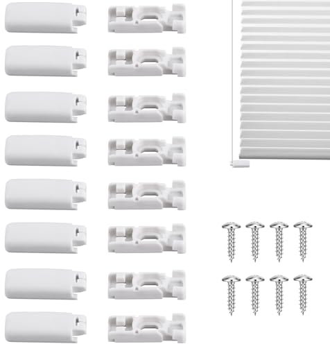 Demarsen 8 Stück Plissee Ersatzteile Klemmträger,Weiß Plissee Spannschuhe mit 8 Schrauben,Plissee Halterung zum Bohren für Haus Wohnzimmer Schlafzimmer Büro Jalousien Verstell