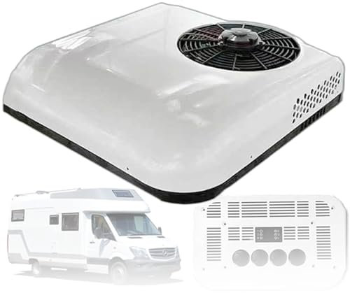 Aire acondicionado eléctrico de 12V/24V CC, unidad de aire acondicionado para caravana, compatible con remolque, casa rodante, Tractor, compresor Scroll de aire acondicionado en la azotea,White-12V