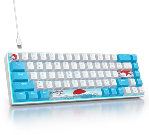 SbocKeeb Clavier Gamer Mécanique, Compact 65% Clavier Filaire 68 Touches Rétroéclairé à 60% avec Commutateur Rouge Linéaire, TKL QWERTY Américain pour PC/Windows/Mac