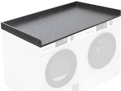 Life Finds Washer Dryer 137cm Countertop with Safety Ledge for Laundry Room Organization, Black Marble Pattern, LF-WDCT1BM
