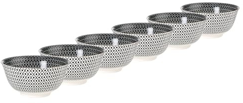 BUTLERS 6er Set Dipschalen mit Goldrand 240 ml Porzellan gemustertes Geschirr Schwarz -ORNAMENTS- Mikrowelle, spülmaschinenfest | kleine Schale Schüssel ideal für Snacks, Desserts
