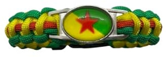Generisch Armband Rojava YPG, YPJ Kurdistan Flagge, Kurdische Fahne, Leder, schwarz, Traditionell, Patriotisch
