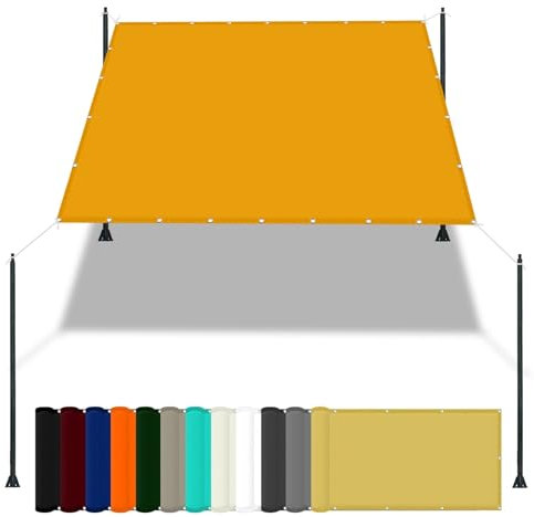 Pali per vela ombreggianti, 2 x 2,8 m, impermeabile, blocco UV al 98%, con corda e kit di fissaggio, ideale per parcheggi e piscine, rete ombreggiante in colore oro