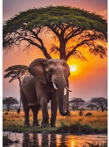 TOSTOG Diamond Painting für Erwachsene Anfänger,Diamant Painting Kits Full Drill Bilder Elefant 5D DIY Diamant Malerei Set 30x40cm für Wanddekor