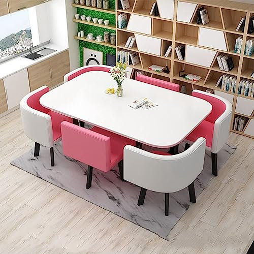 Modernes Esszimmer-Set mit 6 Fuchsia-Stühlen Konferenztisch und Stühlen für 6 Gäste