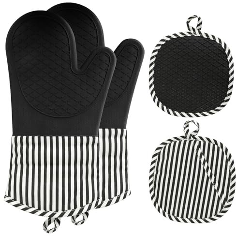 AiQInu Guanti Da Forno Silicone, Guanto Forno Cucina, Guanti Da Forno In Silicone, Guanti Da Cucina Per Forno Per Cucinare Cuocere Al Forno e Grigliare