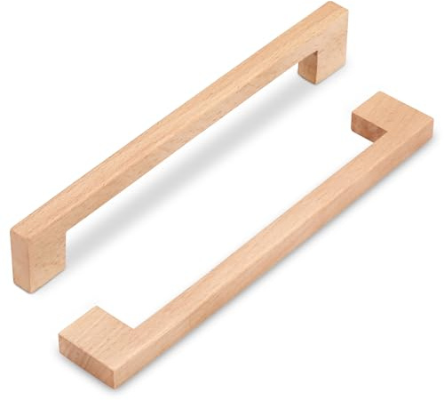 SYZOW 6 Stück Schubladengriff aus Holz, Möbelgriffe Holz 192mm Lochabstand (Buche)