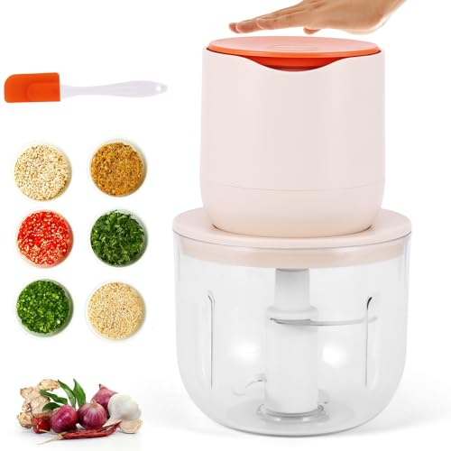 Food Chopper, 600ml Electric Food Processor 100w Electric Vegetable Chopper 2500rpm/Min Garlic Grinder and Onion Blender, USB Charging Meat Blender with 3 Blades for Meat Onions Garlic Fruit Vegetable