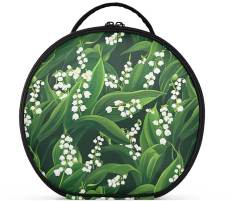 Lily of The Valley Beauty Summer Flowers Makeup Bags Vertical Free-Standing Portable Capacity Travel Cosmetic Bag with Adjustable dividers 11 in