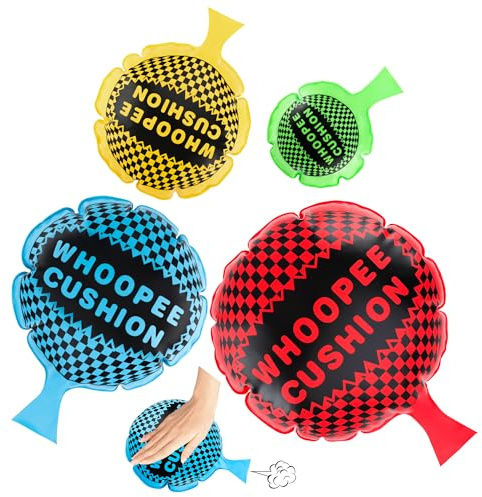 4Pcs Whoopie Cushions, 4 Different Sizes Woopie Cushions, Classic Whoopee Cushion Goodie Bag Stuffers, Woopy Cushion Fart Bag for Boys and Girls, Party Favors and Prank Gag White Elephant Gifts