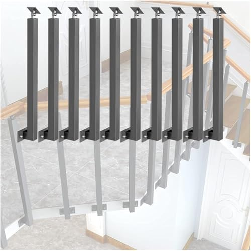 Ringhiera per scale da interni, confezione da 4/8/10 mandrini in metallo per terrazza e veranda, palo quadrato per scale con viti (dimensioni: 95 cm, colore: 10 pezzi) - Durevole ed elegante