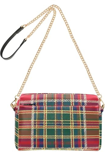 Crossbody väskor för kvinnor små veganska läder kvinnor cross-body plånböcker vattentät axel crossover väska traditionell tartan