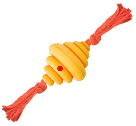 WOONEKY Balle Distributeur de Friandises pour Chien Balle à Mâcher Lente Forme de Nid Abeille Interactif pour Chiots Favorise Alimentation Saine et Réduit Morsures