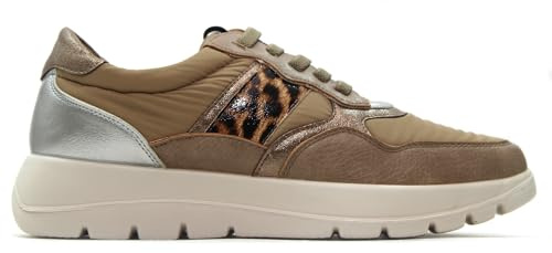 mysoft - Zapatillas Deportivas,Sneakers con cordón elástico,Piel sintética y Tela,Suela Blanca de Goma para: Mujer Color: Taupe Talla:39