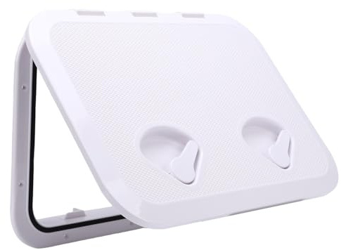 Tbest Escotilla de Acceso a Cubierta Marina, Resistente, Antideslizante, Rectangular, Tapa de Escotilla para Cubierta de Barco, Apertura de 180 Grados, Material ABS de 17,3x12,4 (White)