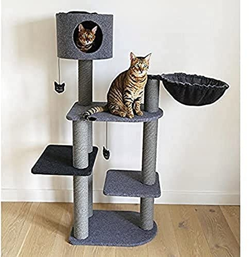 Rosewood 40150 Stylischer und Moderner Kratzstamm und Aktivitätsturm Für Katzen, Anthrazit Aus Filz und Sisal