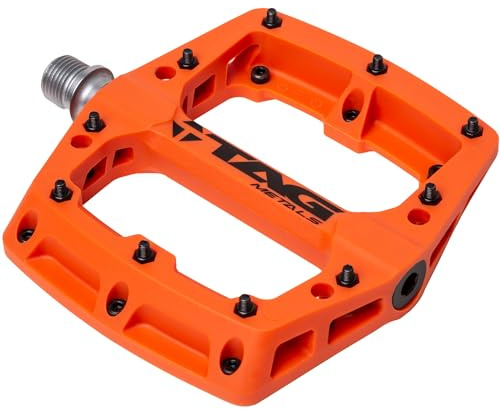 TAG Metals T3 Nylon MTB Pedale 9/40.6 cm Achse - Langlebige, leichte Plattformpedale mit Anti-Rutsch-Pins ideal für Mountainbike und BMX (Orange)
