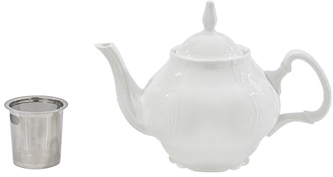 Tetera de porcelana china con superficie esculpida, peso ligero, 34 onzas
